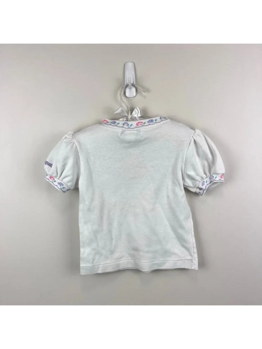 Vintage OshKosh B'gosh Short Sleeve White Flower Top 4T USA